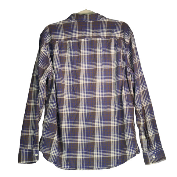 American Eagle Button Up Shirt Mens Large Purple Plaid Cotton Soft Preppy Casual - Picture 6 of 7